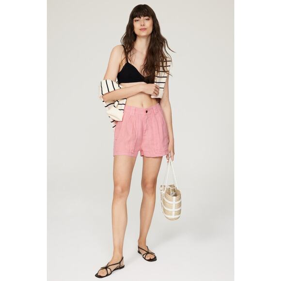 DL1961 Linen Marie Flamingo Pink Shorts, Size XS - Picture 1 of 15